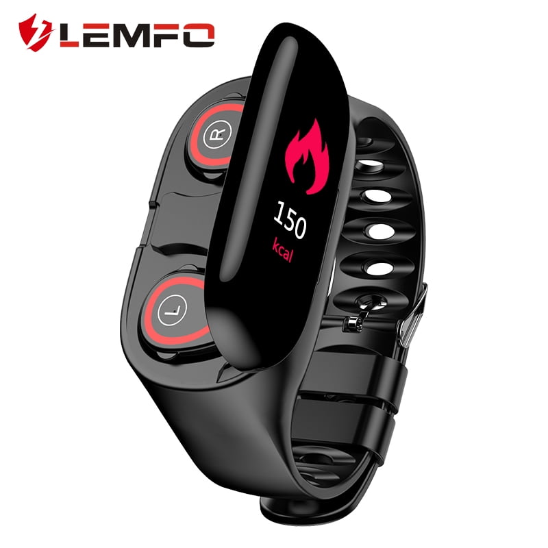 2 in 1 Lemfo M1 Wireless Bluetooth Earphone Sport Watch Wristband Black Walmart