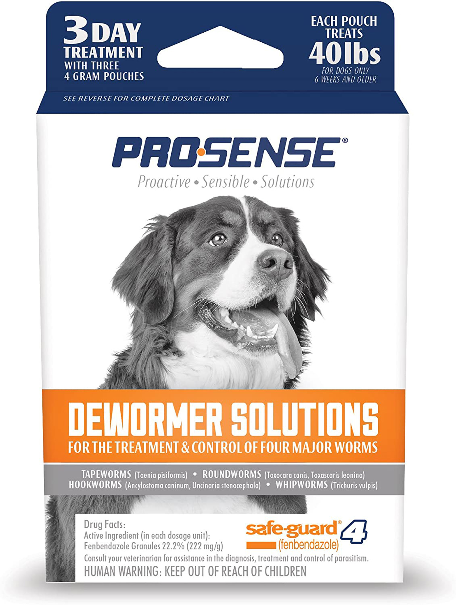 ProSense Dog Dewormer Solutions SafeGuard [UP TO 40LB DOG] 3 Day