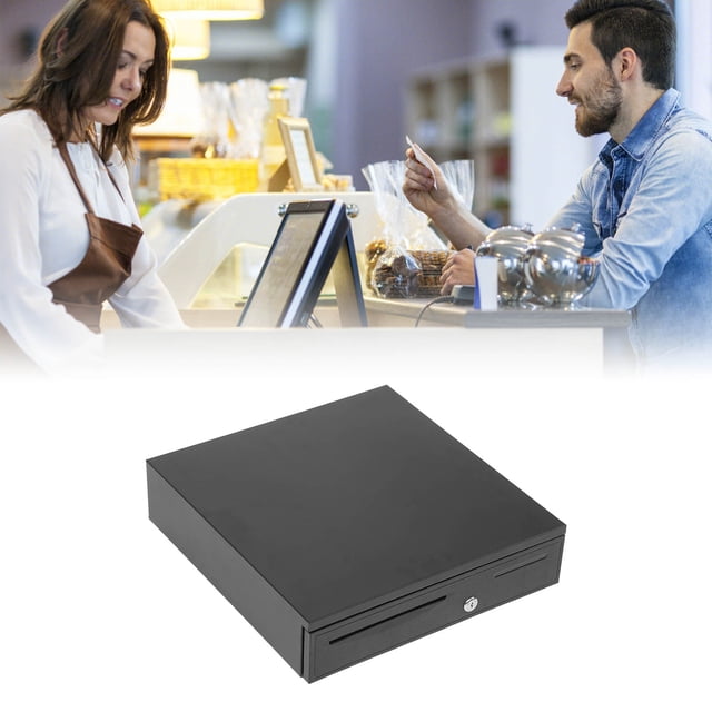 Cajón de caja registradora ANGGREK Cajón de Efectivo Negro con Bandeja Extraíble RJ11