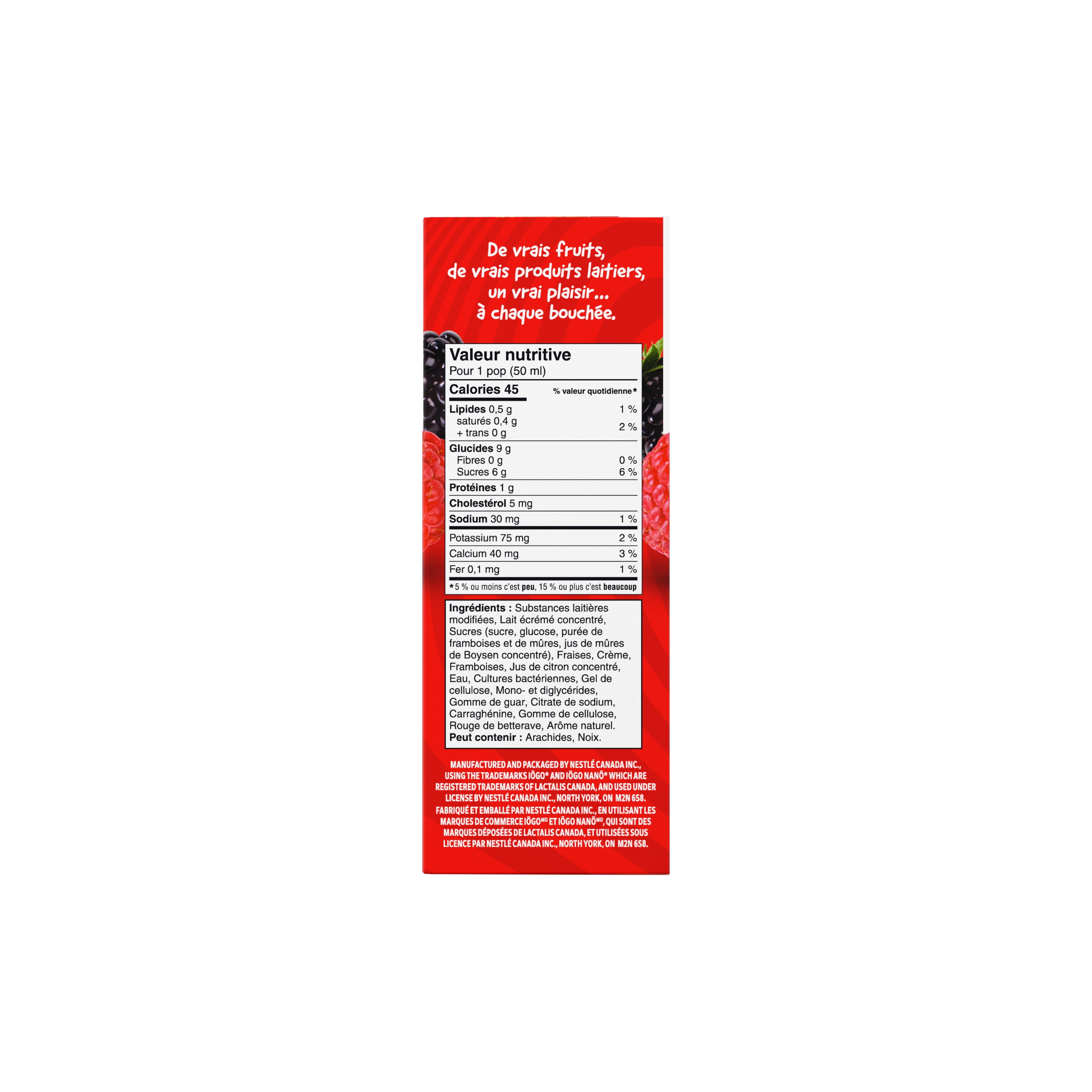 IÖGO Nano Frozen Yogurt Pops, Mixed Berry, Real Fruit & Dairy, 45 Calories Per Pop, 8 x 50 ml