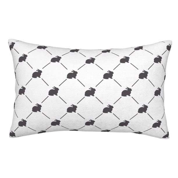 Fotbe Black Rabbit Funda de Almohada Decorativa Estilo Occidental, Lujo en Algodón, Fundas para Almohadas King, Cojín Estampado para Decoración del Hogar-14"x20"