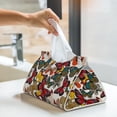 thumbnail image 6 of Uemuo Retro Floral Butterfly Pattern Tissue Box Cover Holder, Triangle with Bottom Belt - PVC Leather Decorative Organizer for Tabletop, Bathroom, Car, Office, 6 of 9