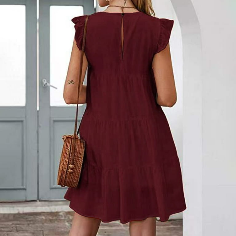 Baby Doll Dress Women's Crew Neck Ruffle Tiered Summer Baby Doll Dress Women's Crew Neck Ruffle Tiered Summer