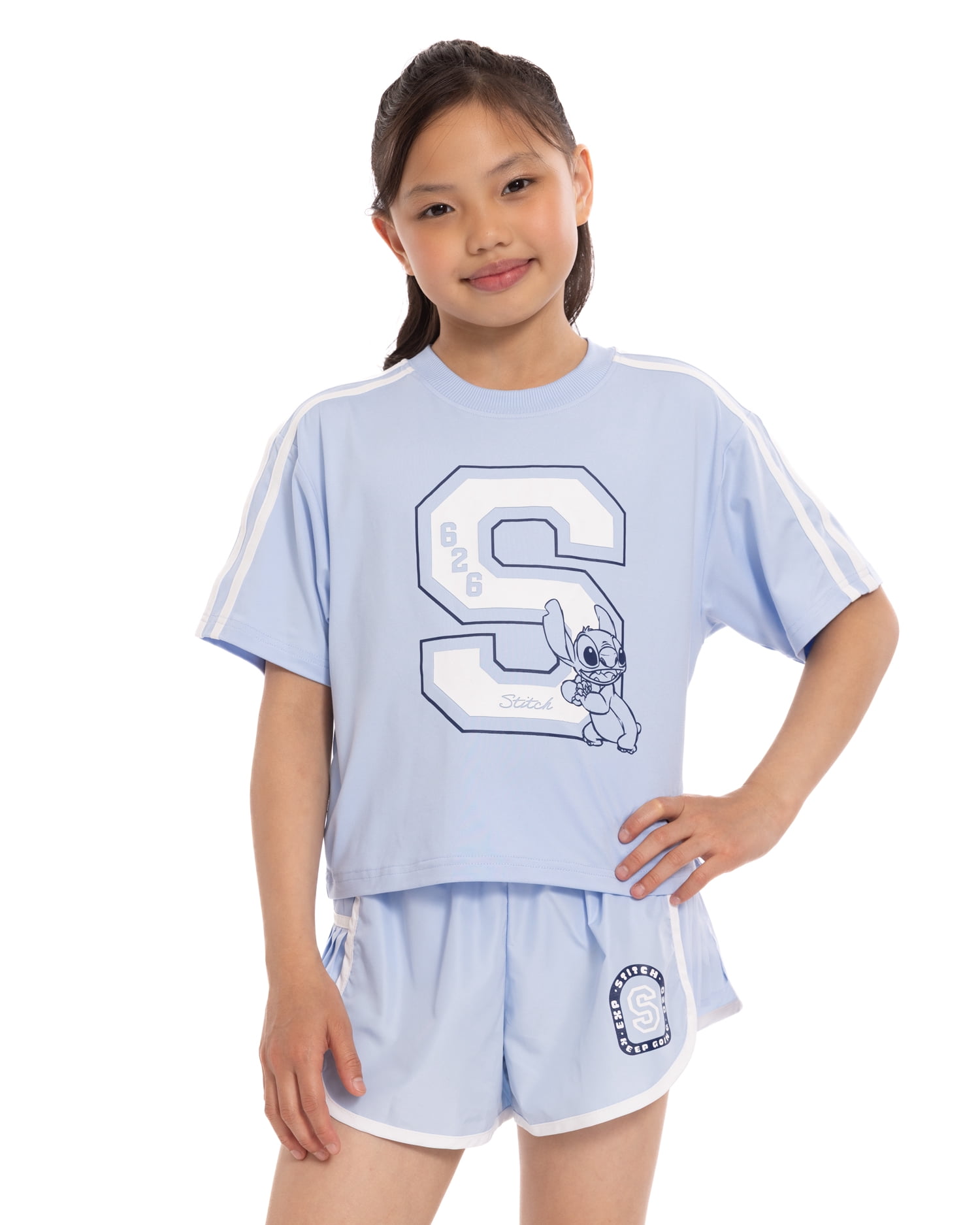 Stitch Girls Active Graphic Jersey with Short Sleeves, Sizes 4-12