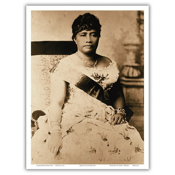 Queen Lili'uokalani (Liliuokalani) - Portrait of the Hawaiian Queen (1838-1917) - Vintage B&W Historical Photograph c.1890s - Master Art Print (Unframed) 9in x 12in