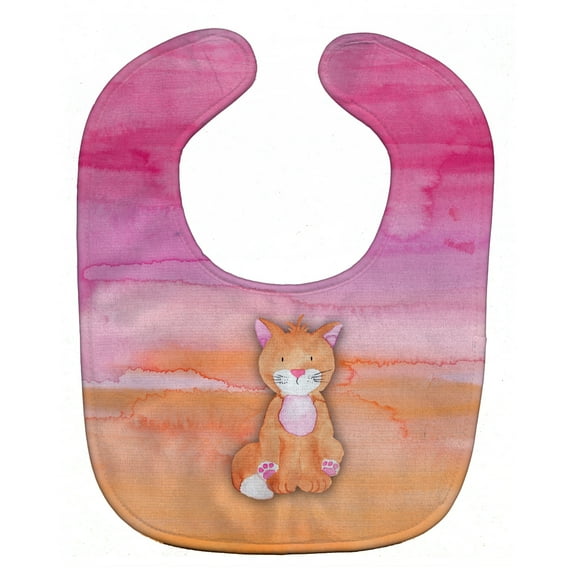 Caroline's Treasures Baby Bib, Cat, Orange Watercolor