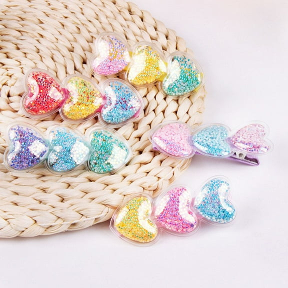 SEWCHICS Set of 5 Glitter Hair Clips for Girls, Plastic Hair Accessories for Daily Wear, Party, School, and Decoration