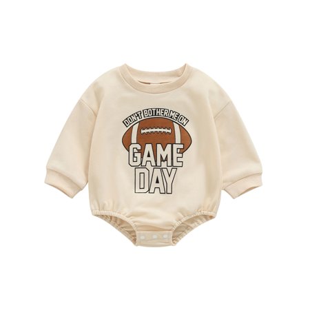 

Ma&Baby Baby Football Sweatshirt Romper Outfit Infant Girls Boys Funny Letters Long Sleeve Bodysuit