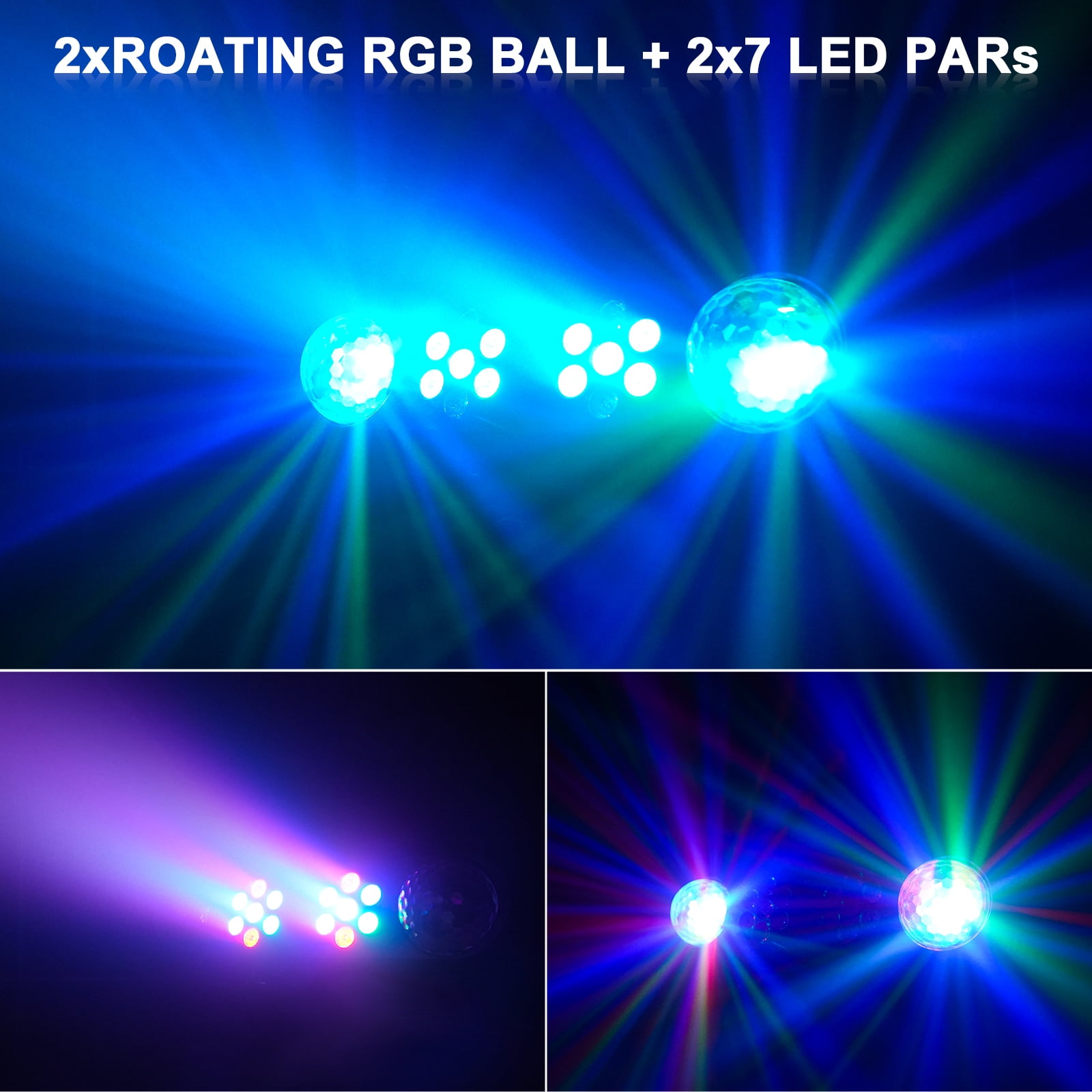 Mini DJ Lights with Stand, RGB Party Bar Light Set with Rotating Ball, Sound-Activated DJ Light for Disco Stage Gig Band Wedding