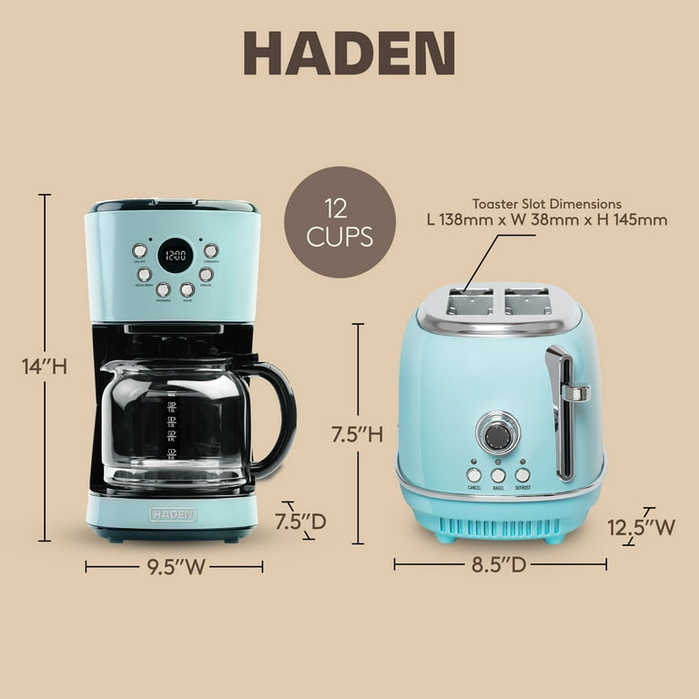 Haden Heritage Retro 12 Cup Electric Coffee Maker and Toaster