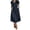 Blue, variant on Women's Short Sleeve Button Side Midi Dress - Waist-Defining Solid Color A-Line Dress with Pockets for Office Work, Daily Wear, and Professional Settings