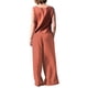 thumbnail image 5 of Sunloudy - Conjunto de pantalones casuales para mujer, color sólido, cuello redondo, sin mangas, cierre de botones, pantalones de pierna ancha Sunloudy  S M L XL XXL, 5 of 7