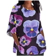 thumbnail image 2 of Fiudx Ofertas Flash Artículos En Oferta Blusa Holgada Informal con Estampado de Flores y Plantas de Manga 3/4 Recortada Informal a La Moda para Mujer, 2 of 4