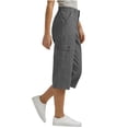 thumbnail image 4 of Inleife Cargo Capris for Women Solid Color Pentagonal Cropped Pants with Elastic Waist Casual Work Capris Belt Pockets Gray S, 4 of 6