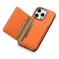 thumbnail image 5 of Detachable Wallet Case for iPhone 13, Flip Magnetic Card Holder for Phone Case with Stand, Kickstand Card Holders Stick on PU Leather Phone Case Shockproof Cover for iPhone 13, Orange, 5 of 10