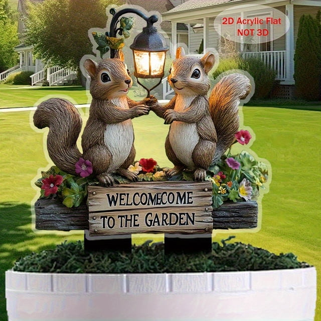 Squirrels Decorative Ground Plug Under Streetlights 2D Flat Acrylic Garden Courtyard Decorative Ground Plug