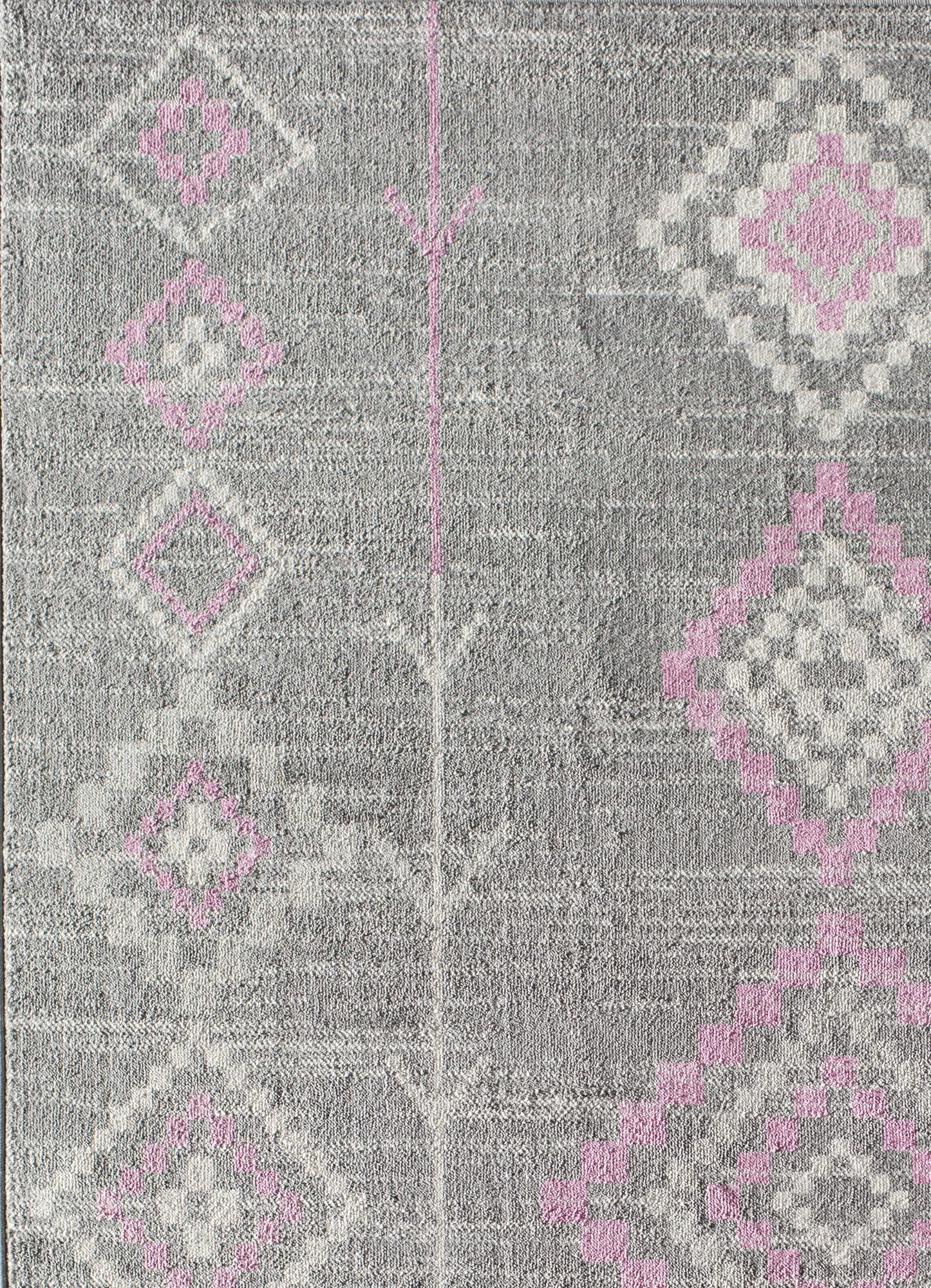 Soleil BR15E Native Blush Tribal Moroccan gray Area Rug, 2'x8'