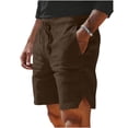 thumbnail image 4 of DDAPJ pyju Men's Beach Shorts Elastic Waist Cotton Linen Short Pants Summer Casual Vacation Shorts with Pockets Father's Day Gifts Brown XL, 4 of 6