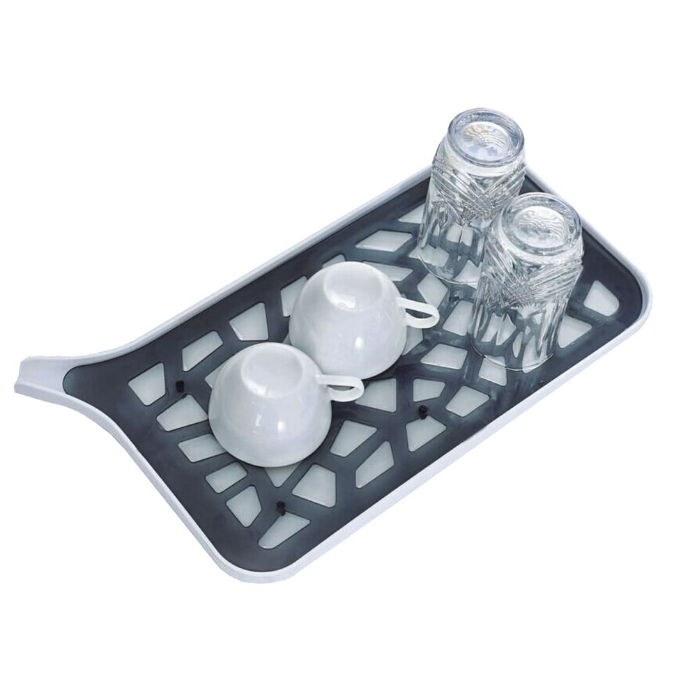 Plastic Self Draining Kitchen Counter Dish Rack Drainer