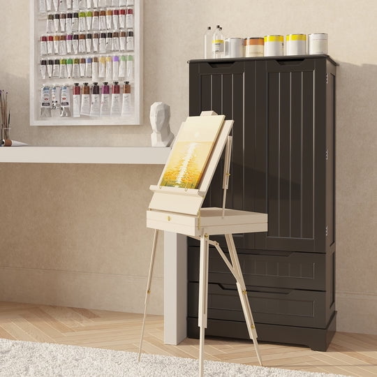 Aiho 47" H Pantry Cabinet with 2 Doors and 1 Drawer, Solid & Sturdy, Storage Cabinet for Entryway, Kitchen - Brown