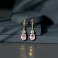 thumbnail image 6 of Lab Grown Pink Sapphire Drop Earrings with Moissanite, Lever Back Earrings - AAAA Grade, 10K Yellow Gold, 6 of 8