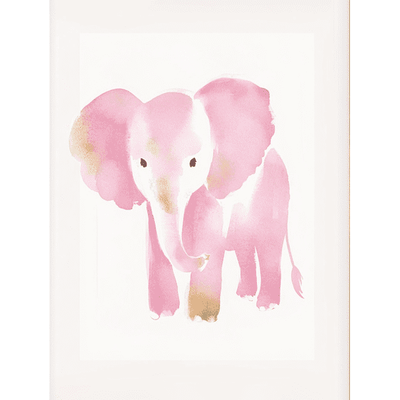 Pink Elephant Watercolor Wall Art Canvas Print, Suitable for Living Room, Bedroom, Nursery, Office, and Gallery Wall Decor