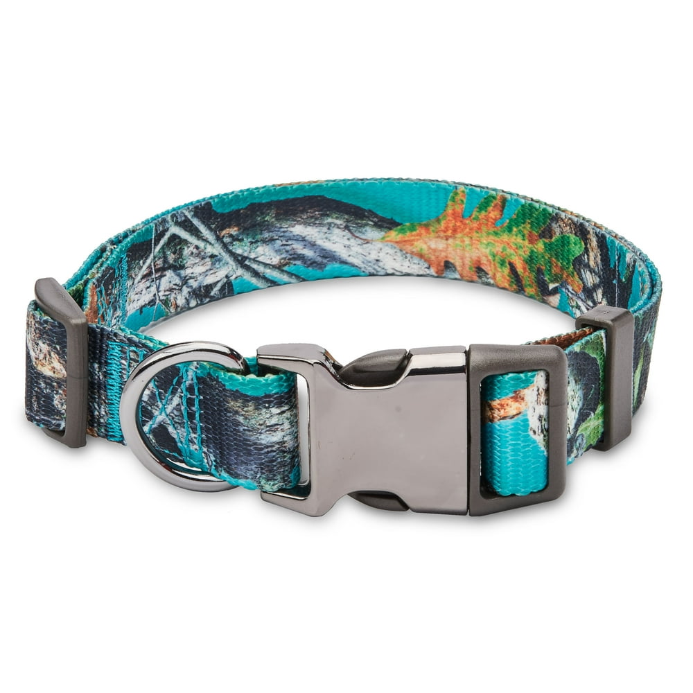 Vibrant Life Patterned Dog Collar with Metal Clasp, Strategy Teal Camo