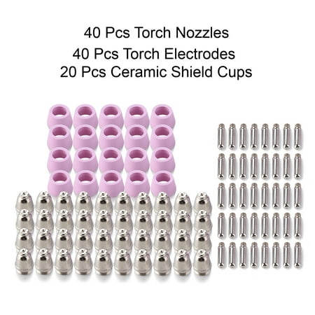 CUT5060-100, 100Pcs Plasma Cutter Consumables Nozzles, Electrodes and Cups for AMICO CUT-50 APC-50 &