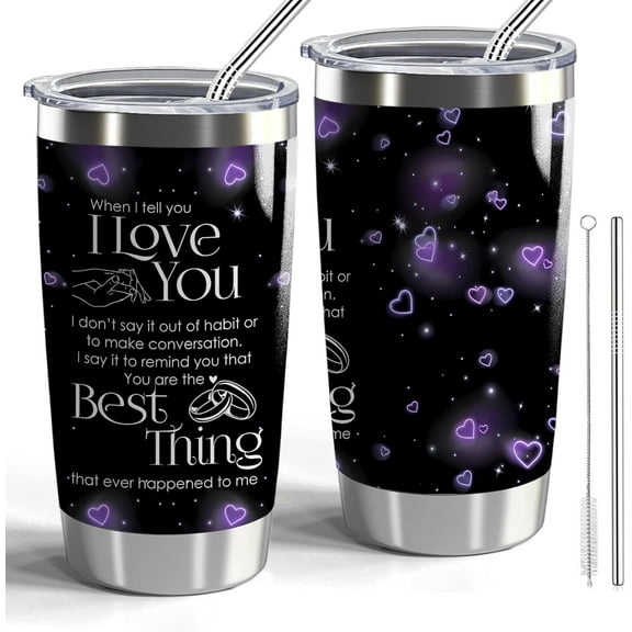 Valentine''s Day Gifts To My Wife Tumbler 20oz Couple Wedding Anniversary Romantic Gifts for Wife Insulated Tumbler with Lid and Straw (I Love You-Best Thing)