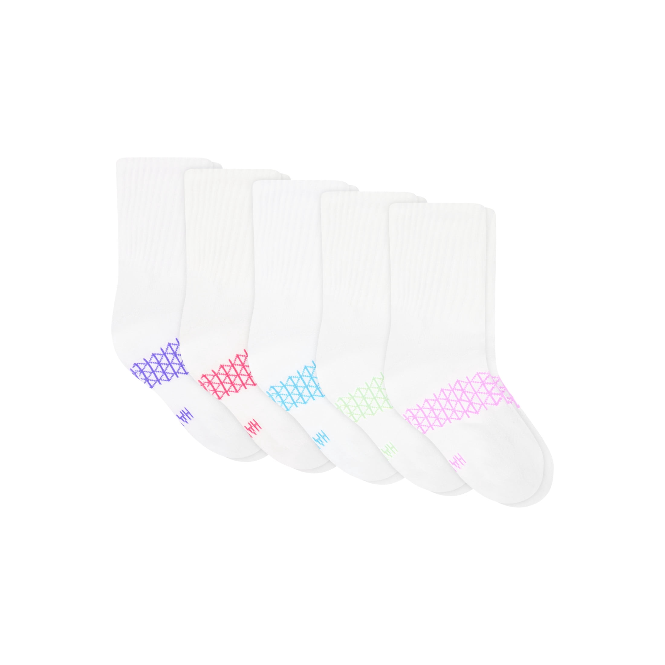 Hanes Girls Crew Socks Value Pack, 5-Pack, Absolute Active Crew Socks for Girls