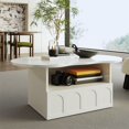 thumbnail image 1 of Table Basse Nuage Blanche avec Tiroir et Rangement - Table d'Appoint Moderne de Salon 39,5 Po pour Livres et Déco, Panneau de Particules Blanc, 1 of 22