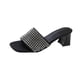 thumbnail image 2 of Zapatillas de verano con tacón grueso y diamantes de imitación para mujer, elegantes zapatillas de tacón alto a la moda para mujer, sandalias con tiras y punta cuadrada, 2 of 6