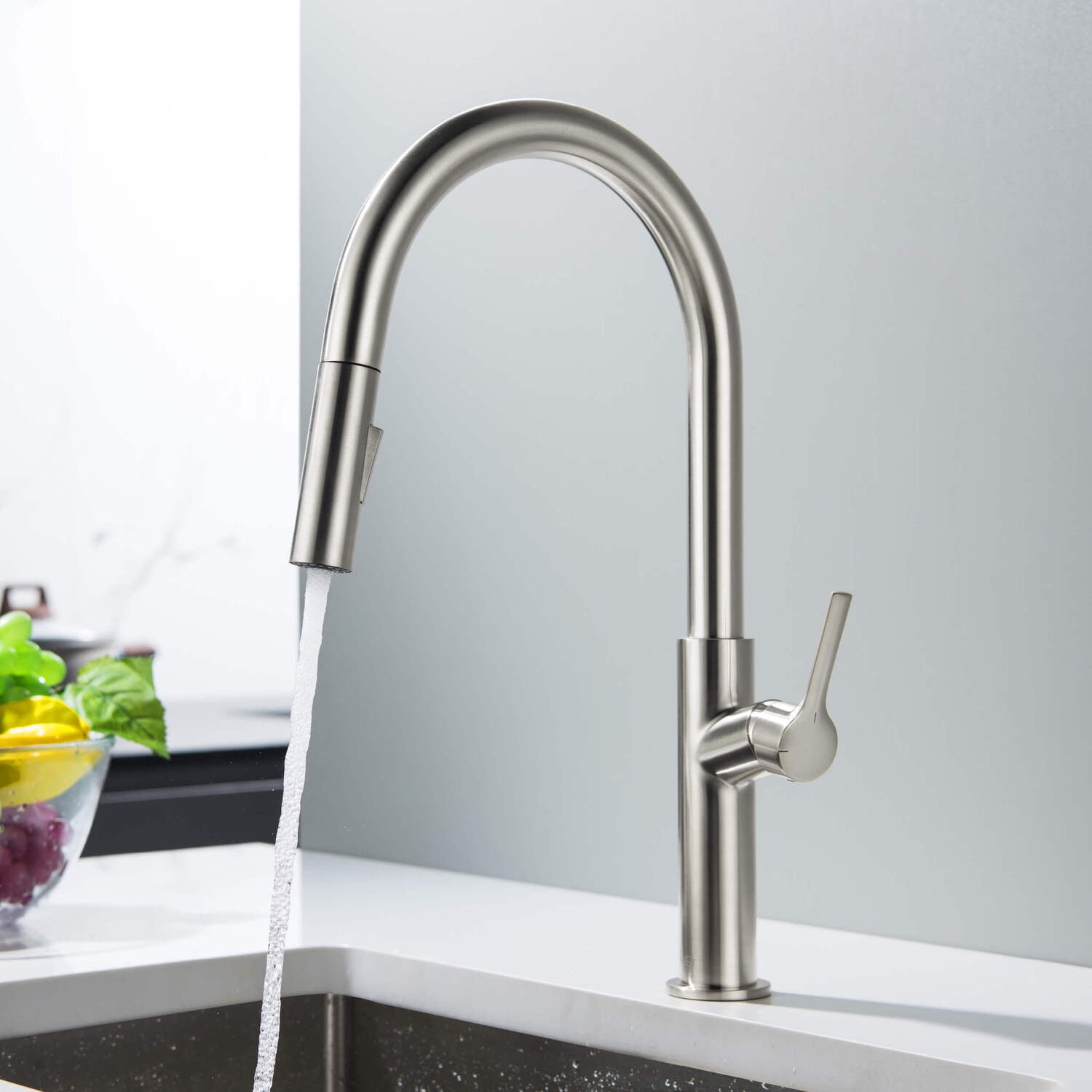 Kibi Fusion-T  Single Handle Pull Down Kitchen Sink Faucet - Brushed Nickel