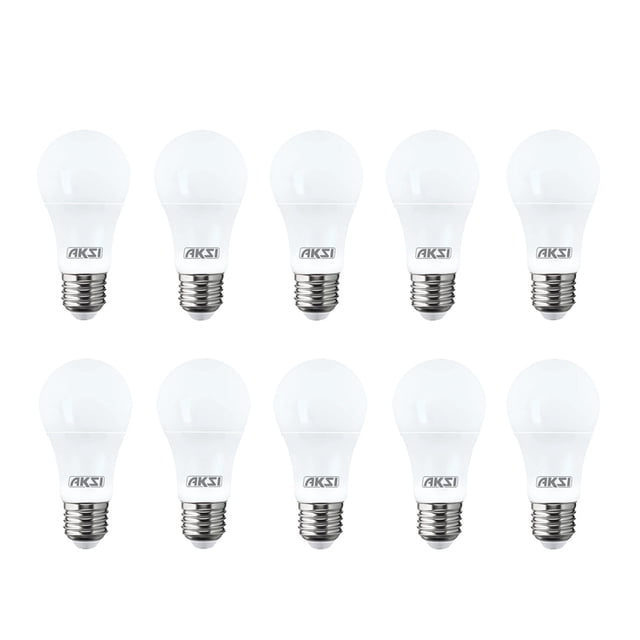 Pack de 10 Focos LED Aksi 9W A19 Base E27Luz Cálida