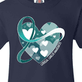 thumbnail image 4 of Inktastic Cervical Cancer Awareness Teal and White Ribbon Around Heart Youth T-Shirt, 4 of 5