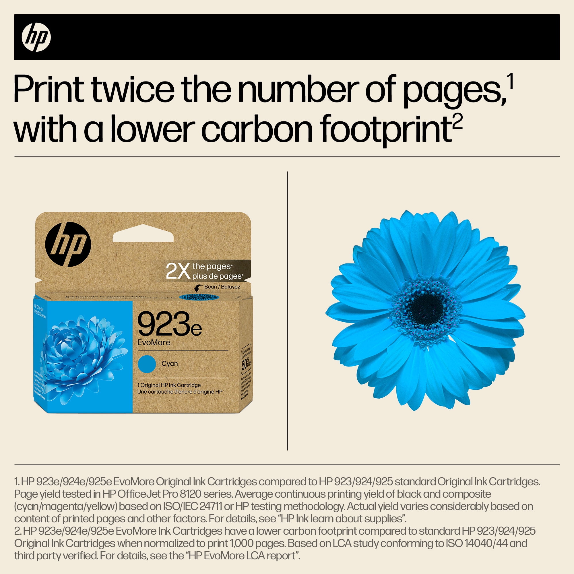 HP 923e EvoMore Cyan Original Ink Cartridge, 800 pages, 4K0T4LN