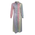 thumbnail image 4 of V Neck Long Shirt Dress Lacing Body Womens Slim Wrap Print Fashion Women's Dress, 4 of 5