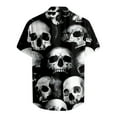 thumbnail image 4 of Halloween Mens Button Up Shirt Skull Print Turndown Collar Short Sleeve Regular Fit Funny Shirts for Men, 4 of 5