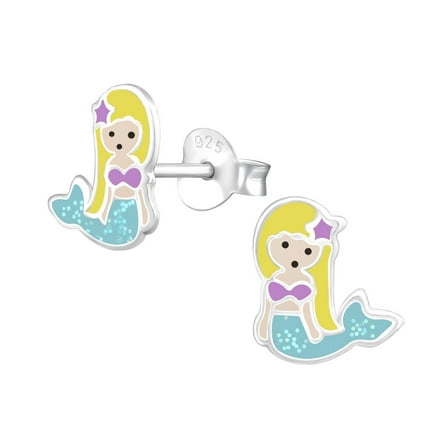 Mermaid 925 Sterling Silver Stud Earrings