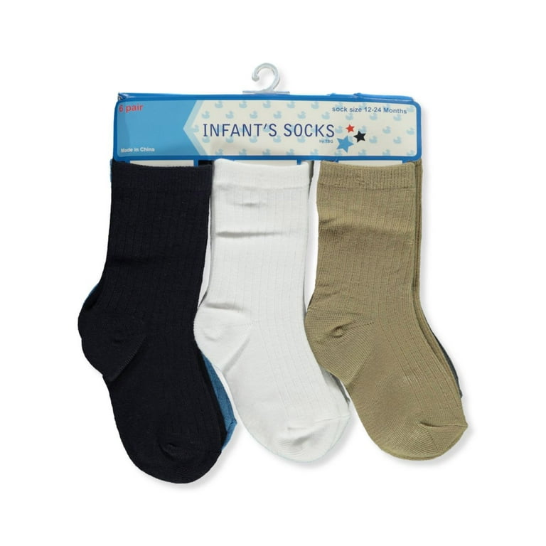 TSG Baby Boys 6 Pack Ribbed Dress Socks black multi 6 12 months