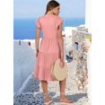 thumbnail image 6 of Womens Summer Dress Ruffle Sleeve V Neck Midi Dresses Tiered Boho Beach Sundress Pink L, 6 of 7