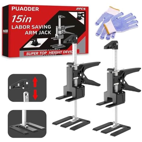 Labor Saving Arm Jack 2 Pack Stainless Steel 15.5 Inch Furniture Jack Lifter, Hand Lifting Jack Tool for Installing Cabinet and Wall Tile Height Adjusters,Load-Bearing 330LBS$$Tools & Hardware Other