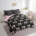 thumbnail image 3 of Manfei Lovely Bow Knot Twin Bedding Sets 7-Piece,Princess Bowtie Loves Bedding Comforter Set,Pink Black Sheet Sets For Teens,Luxury Bedroom Decor Reversible, 3 of 8
