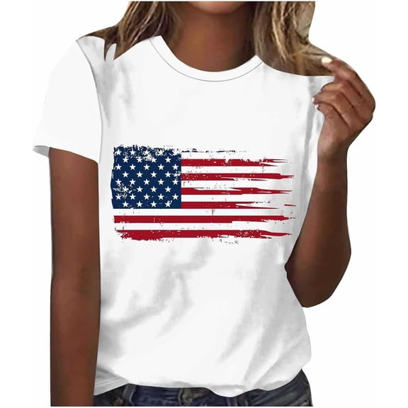 WAYUTE Womens 250 Anniversary USA Shirt Us National Flag Everyday Comfort Soft Knit Top Casual Daily Wear 4th of July T Shirts