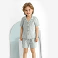 thumbnail image 3 of Usaibhir Baby Boy Cotton Linen Shorts Set Solid Color Short Sleeve Flip collar Button Down T-Shirt Tops Summer Outfit Clothes 0-5T, 3 of 10