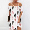 thumbnail image 2 of Moda mujer casual sexy hombro frío impresión verano manga corta vestido Fridja  bnh753, 2 of 4