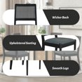 thumbnail image 5 of 5-Piece Rattan Round Dining Table Set, Wood Table with Hexagonal Base and Upholstered Chairs for Dining Room, Kitchen,Indoor Use, Black+Gray, 5 of 6