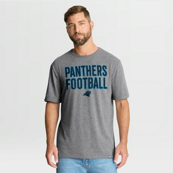 Men's Fanatics Heather Gray Carolina Panthers First Down Tribute Tri-Blend T-Shirt