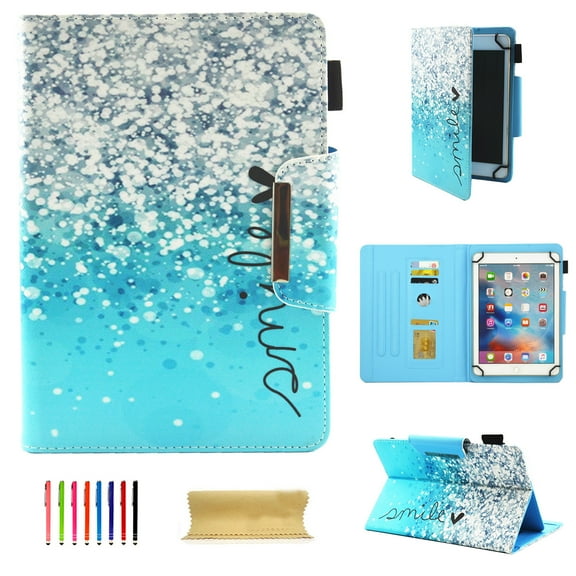 Allytech Universal Case for 7-8 Inch Tablet, PU Leather Smart Book Style Stand Protective Case with Card Slots Magnetic Closure Protector for All 7-8 Inch Tablet, Beautiful Bubble