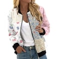 thumbnail image 1 of T-Shirt à Manches Courtes pour Femmes Liquidation Veste Mélangée pour Femmes Automne Mode Loisirs Carrée Fine Veste à Poches Blouse Manteau Haut de Baseball, 1 of 5